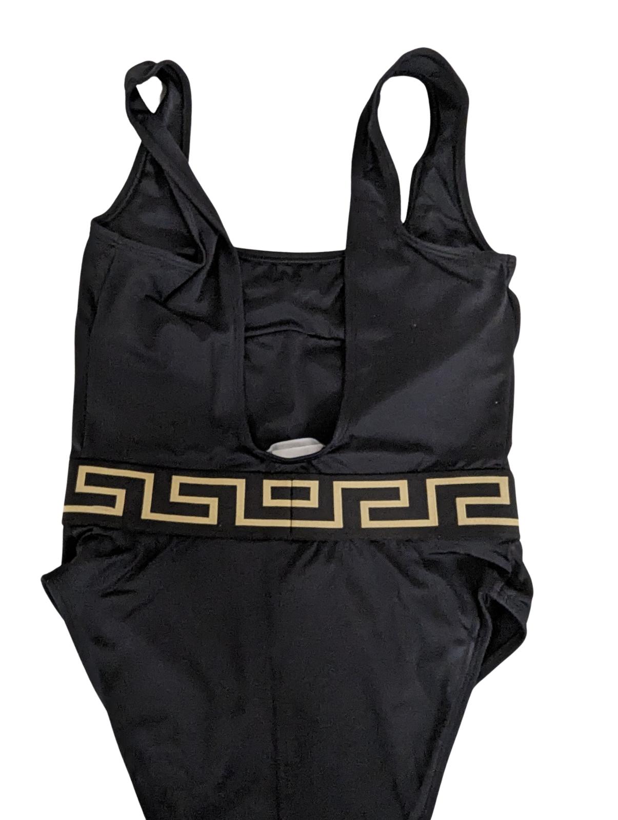 VERSACE Black Swimsuits Baroque Print Waist Detail Size S NEW RRP 255