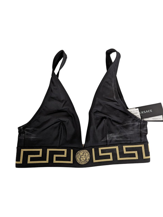 VERSACE Black Bikini Tops Bralette Baroque Print V Neck Size S NEW RRP 155