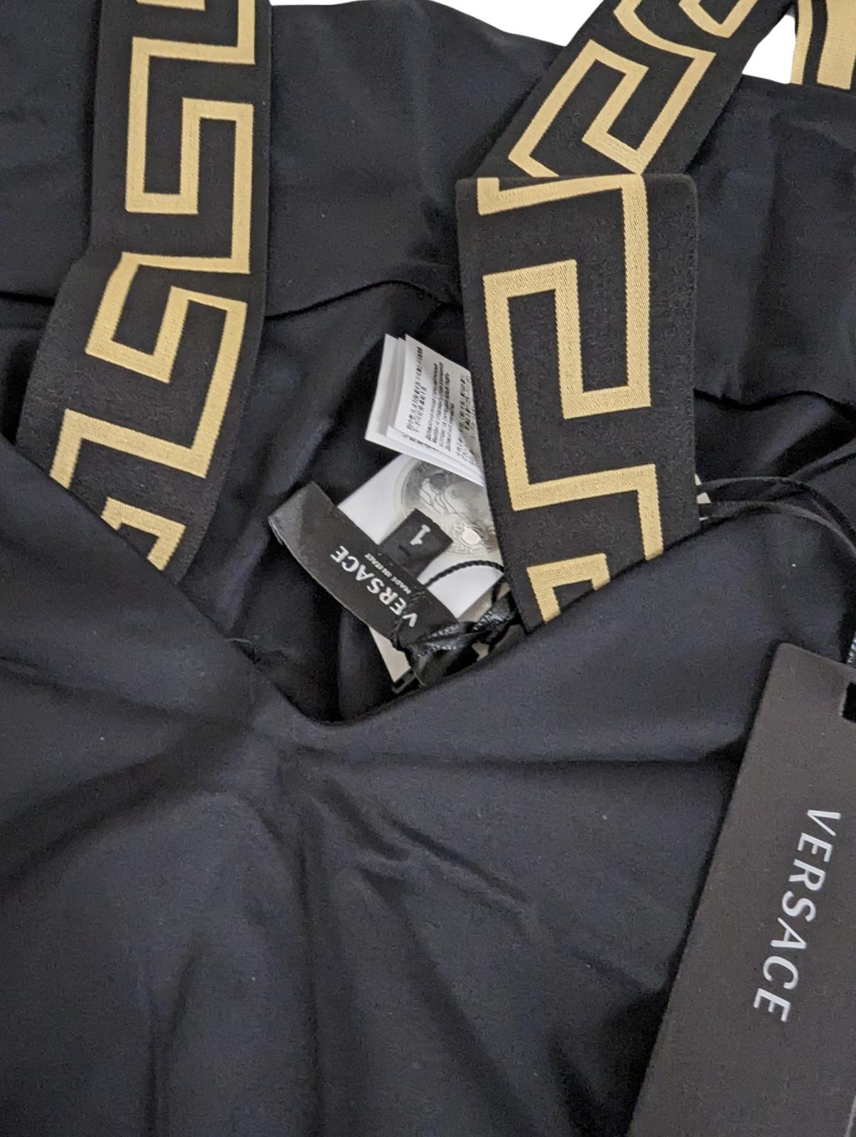 VERSACE Black Swimsuits Swimming Costume Baroque Print Strap XS NEW RRP 235