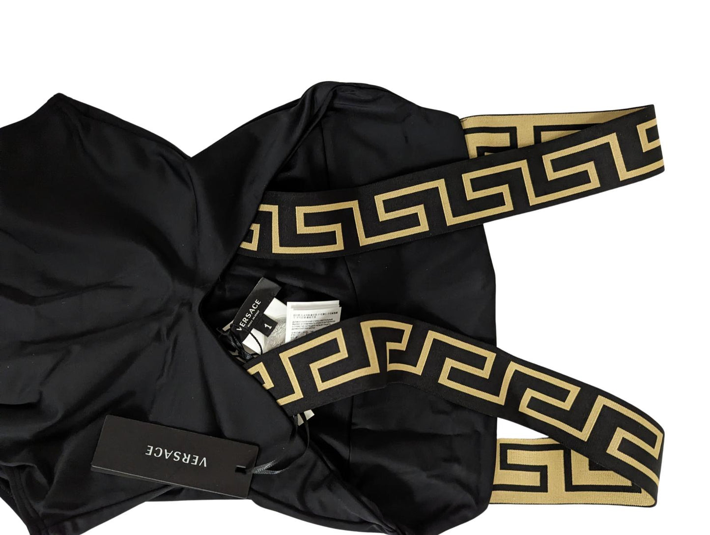 VERSACE Black Swimsuits Swimming Costume Baroque Print Strap XS NEW RRP 235