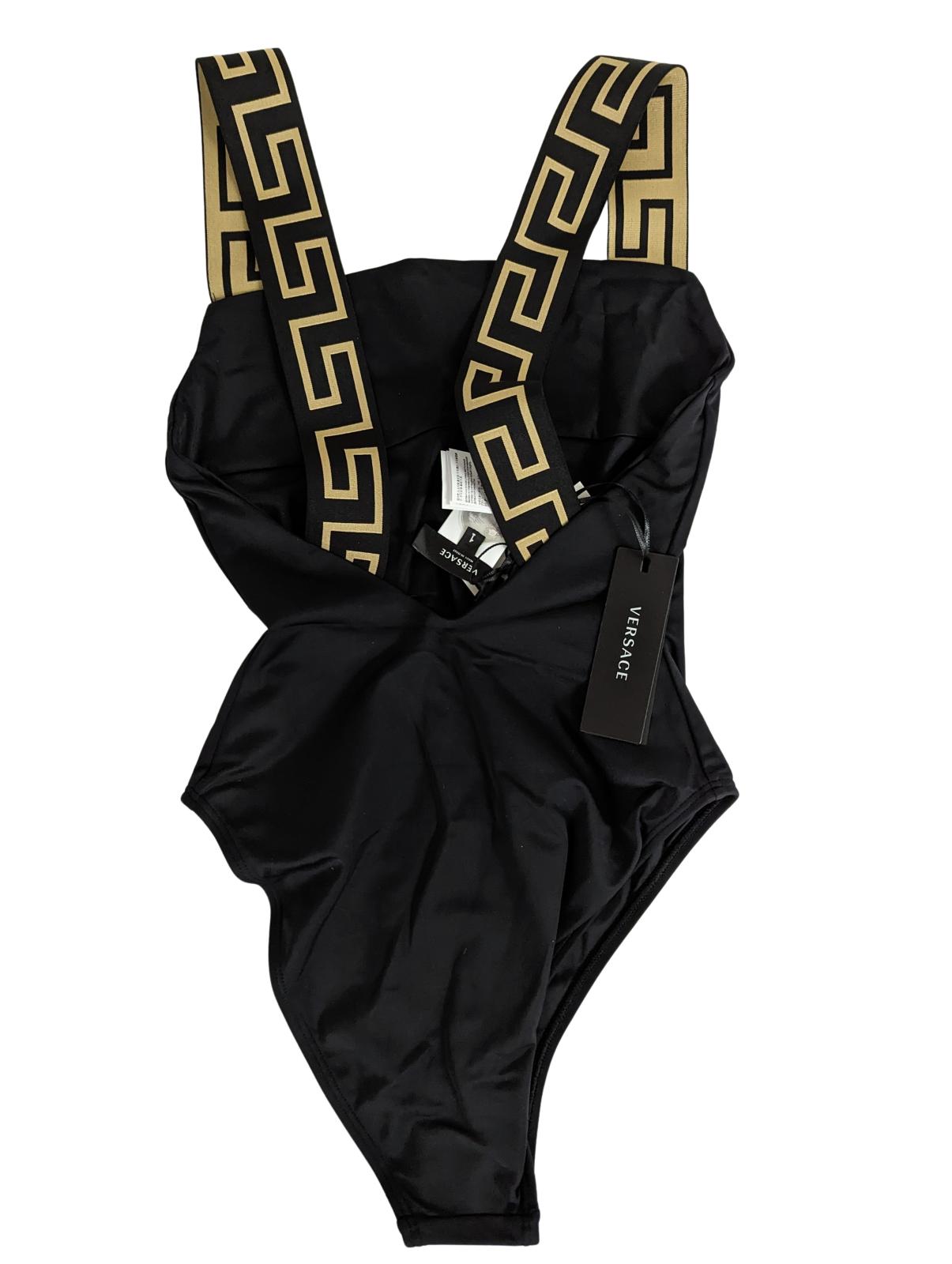 VERSACE Black Swimsuits Swimming Costume Baroque Print Strap XS NEW RRP 235
