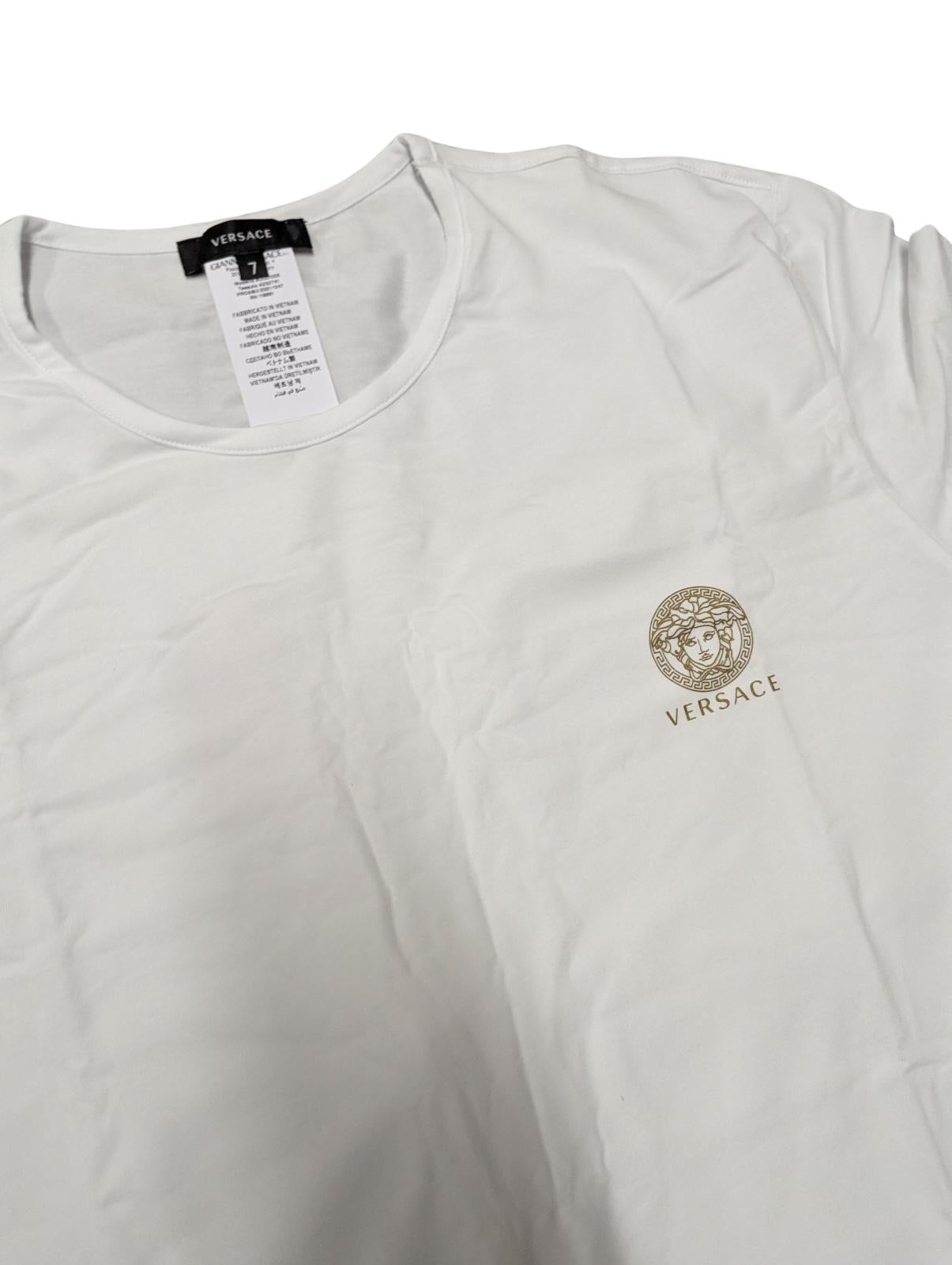 VERSACE White T-Shirts 2 Pack Small Chest Logo Short Sleeve Tee XXL NEW RRP 105