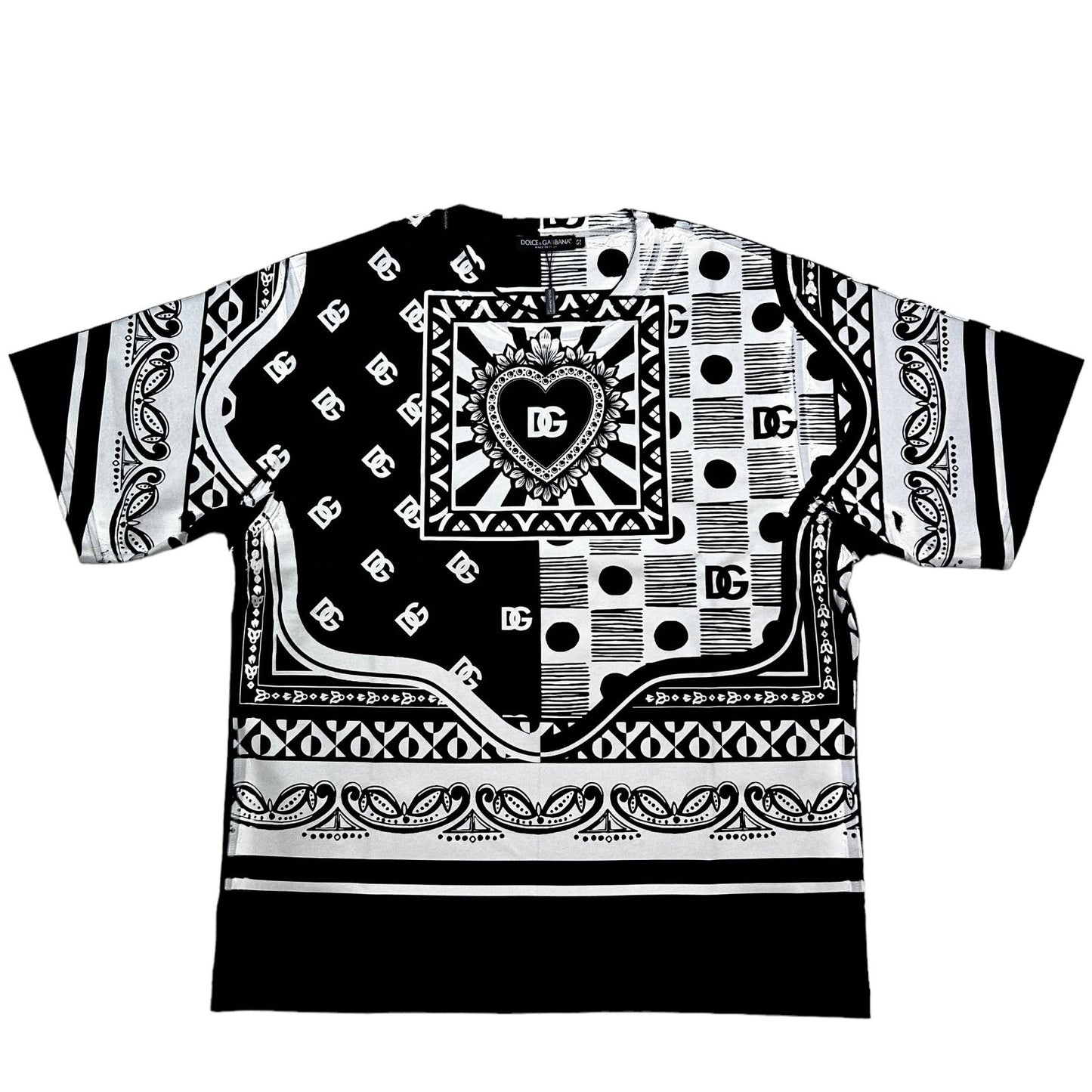 DOLCE & GABBANA DNA Bandana Black T-Shirt Size 52 NEW RRP 625