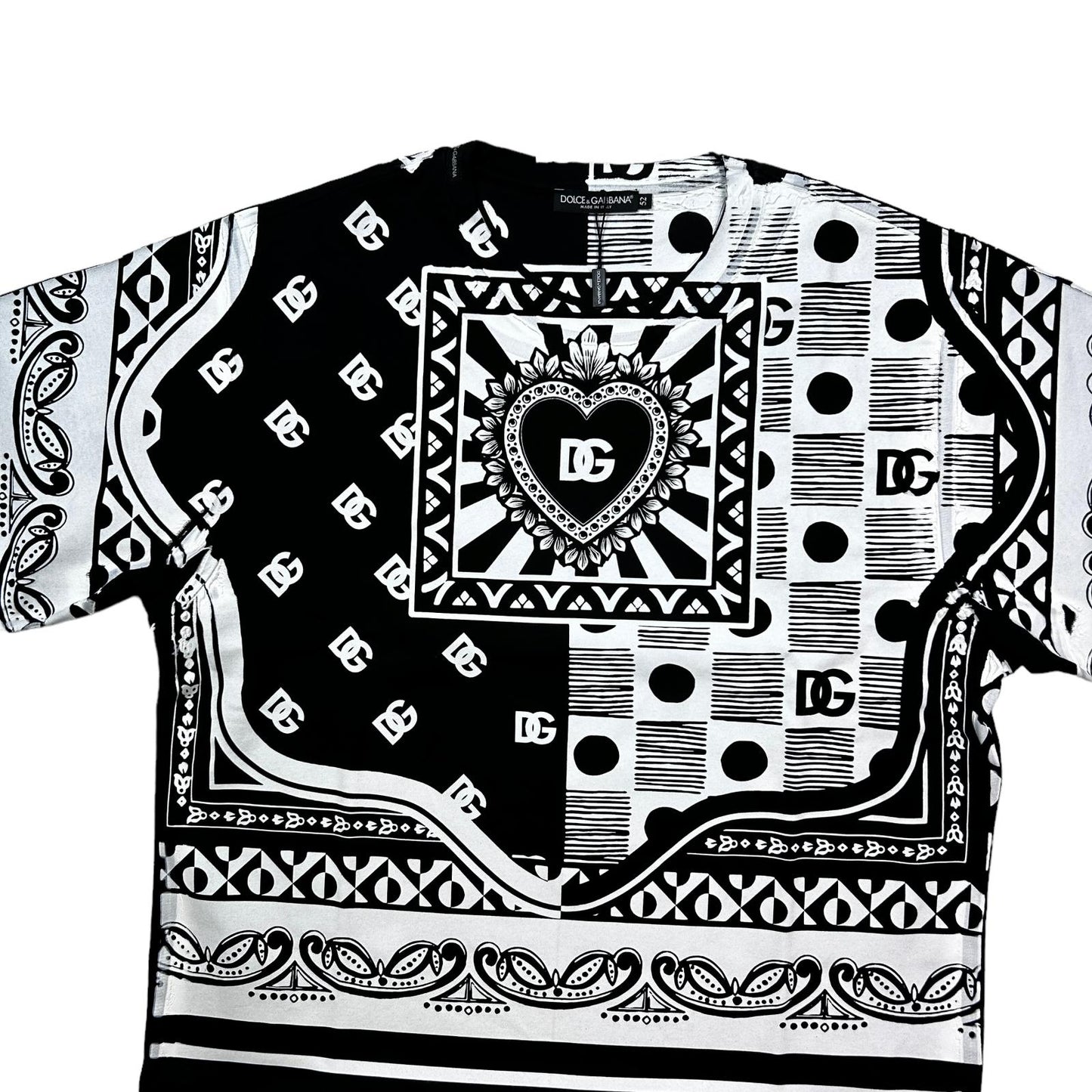 DOLCE & GABBANA DNA Bandana Black T-Shirt Size 52 NEW RRP 625