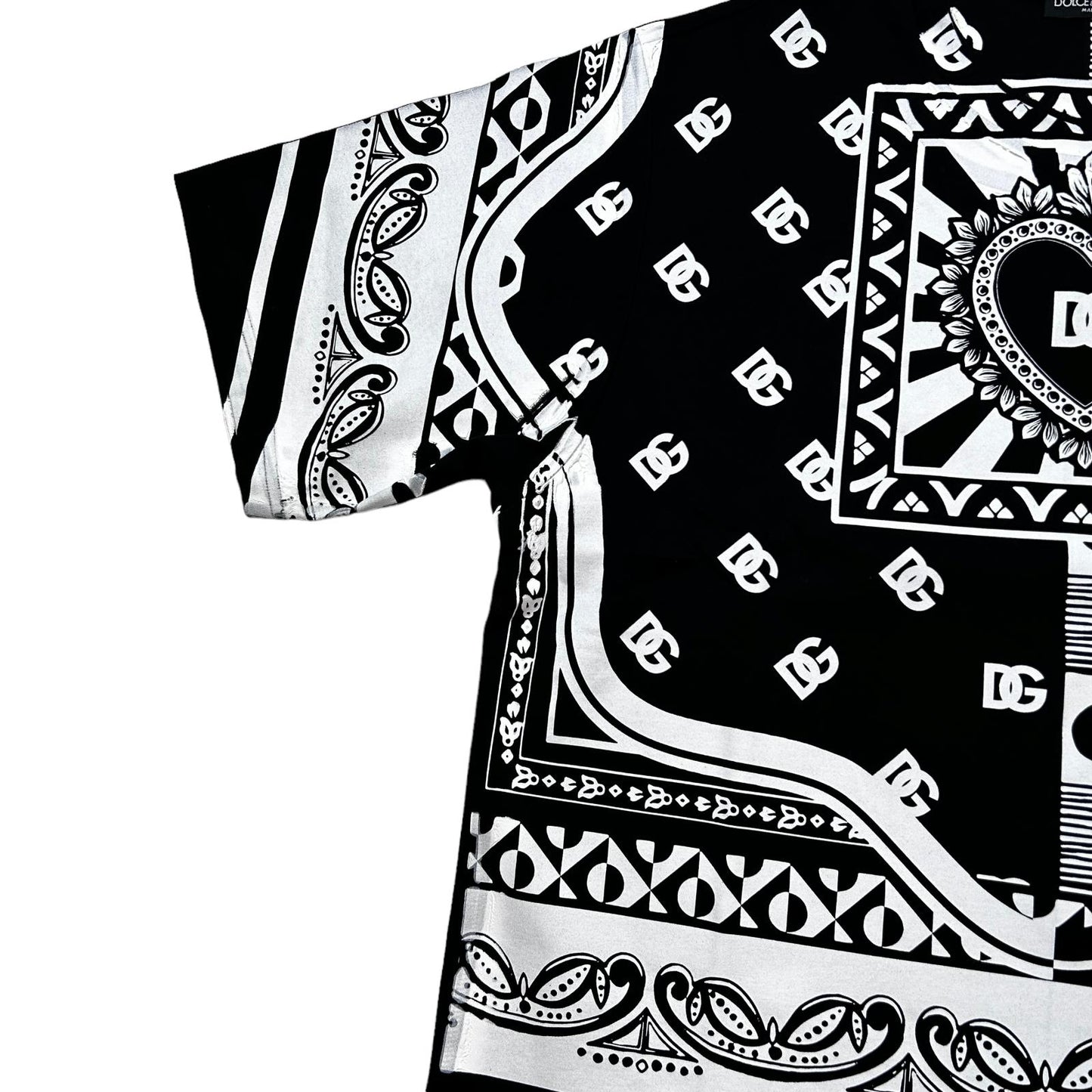 DOLCE & GABBANA DNA Bandana Black T-Shirt Size 52 NEW RRP 625