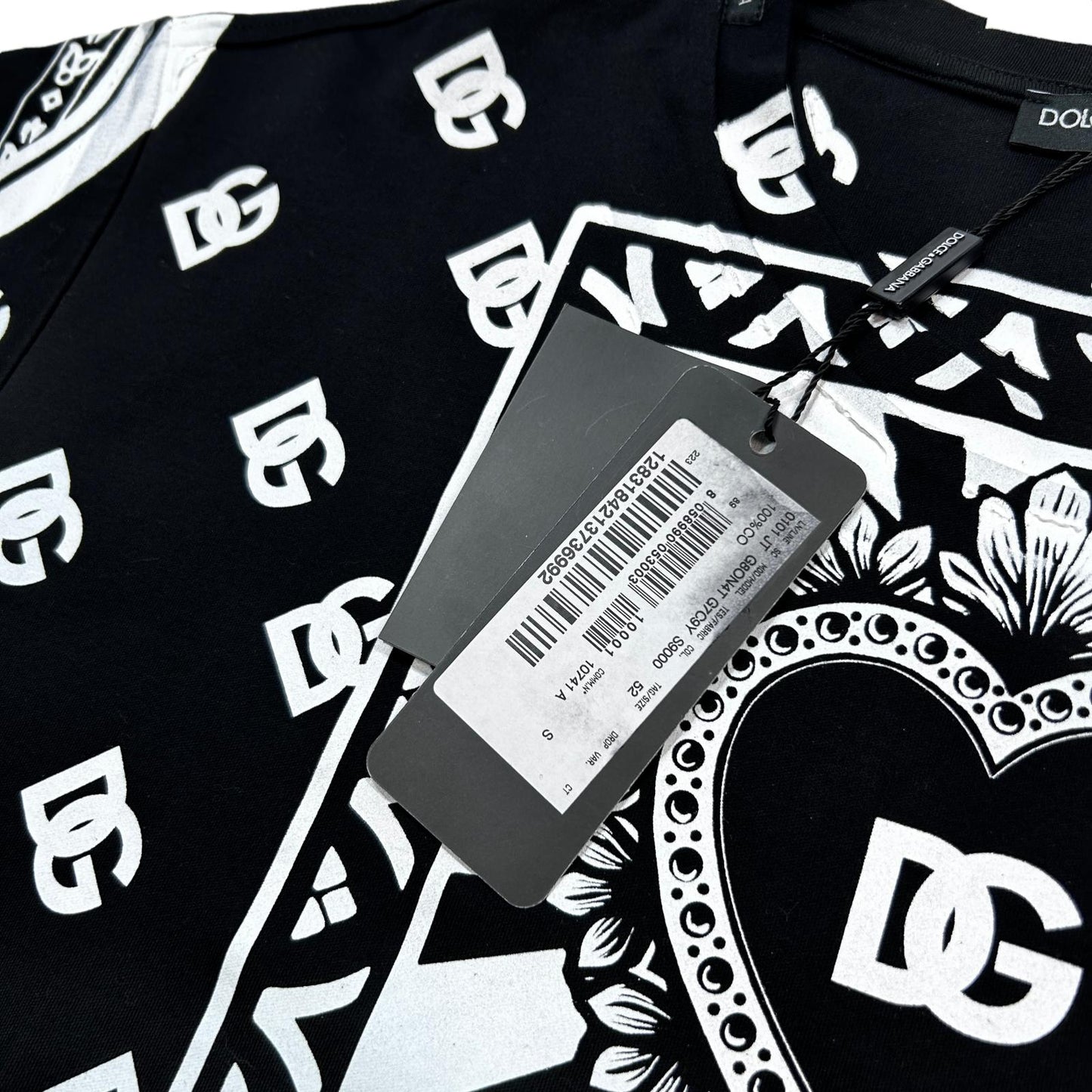 DOLCE & GABBANA DNA Bandana Black T-Shirt Size 52 NEW RRP 625