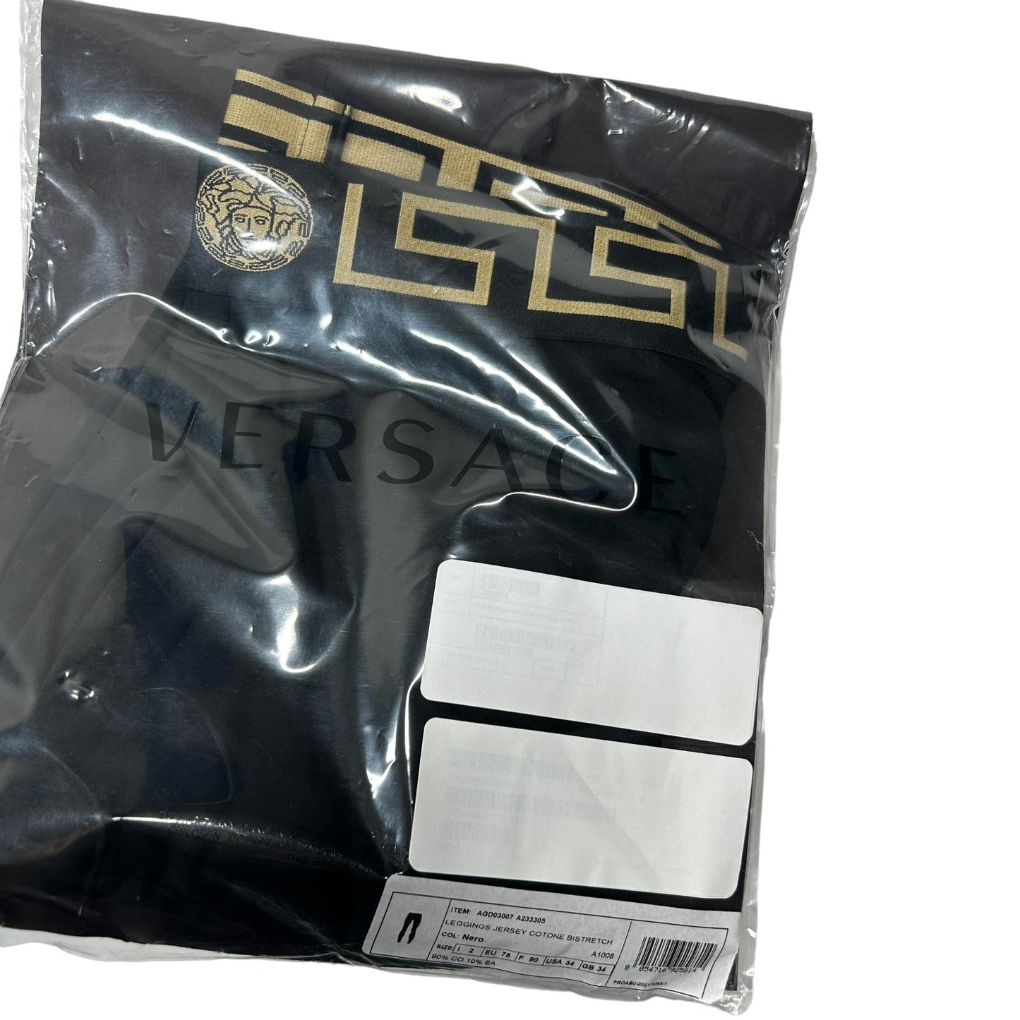 VERSACE Black Performance Legging Medusa Logo Waistband Size 2 NEW RRP 200