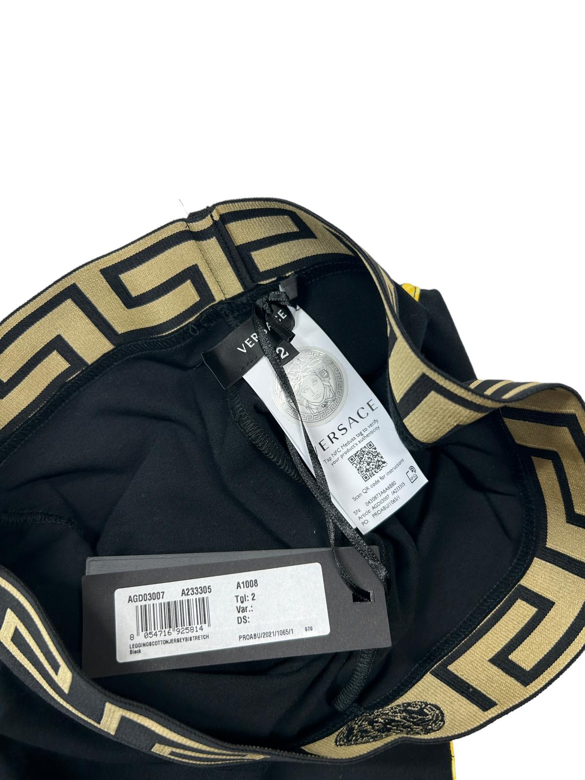 VERSACE Black Performance Legging Medusa Logo Waistband Size 2 NEW RRP 200
