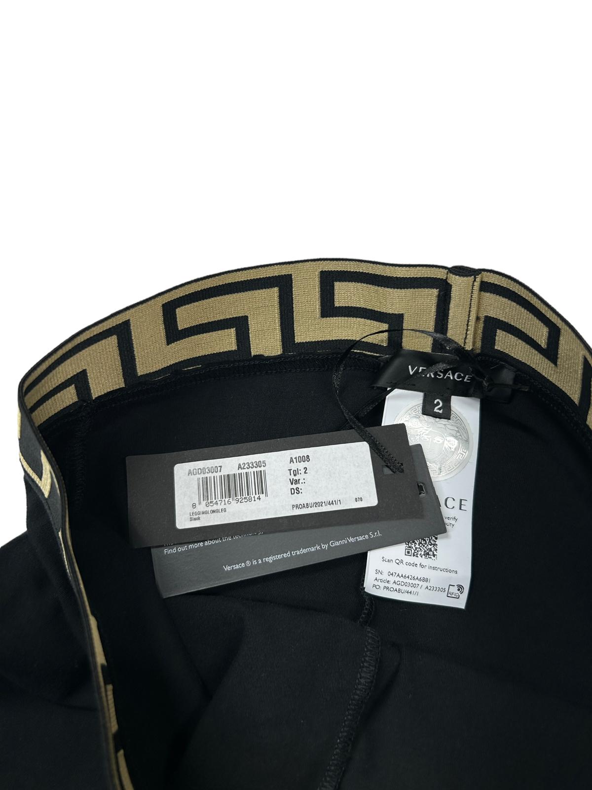 VERSACE Black Performance Legging Medusa Logo 1 Waistband Size 2 NEW RRP 200
