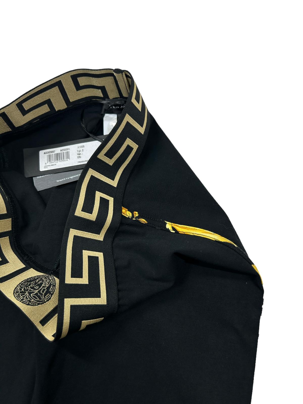 VERSACE Black Performance Legging Medusa Logo 1 Waistband Size 2 NEW RRP 200