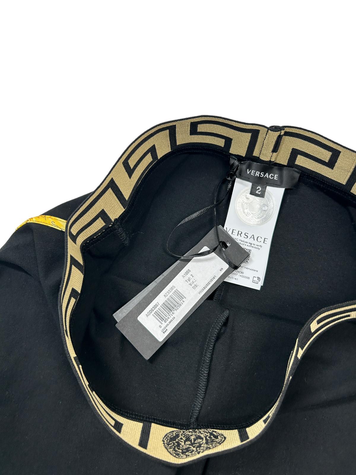 VERSACE Black Performance Legging Medusa Logo 2 Waistband Size 2 NEW RRP 200