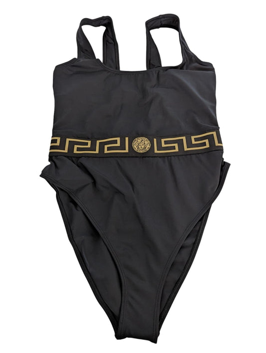 VERSACE Black Swimsuits Baroque Print Waist Detail Swimsuit Size M NEW RRP 255