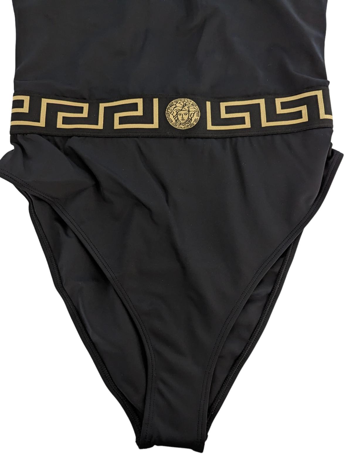 VERSACE Black Swimsuits Baroque Print Waist Detail Swimsuit Size M NEW RRP 255