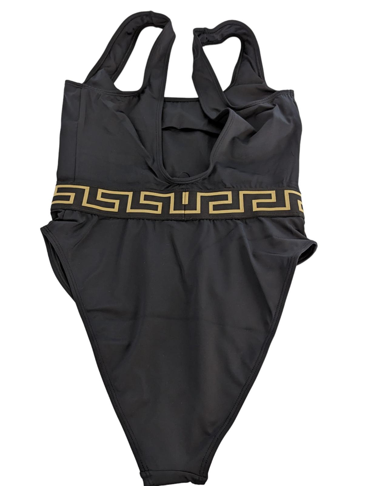 VERSACE Black Swimsuits Baroque Print Waist Detail Swimsuit Size M NEW RRP 255