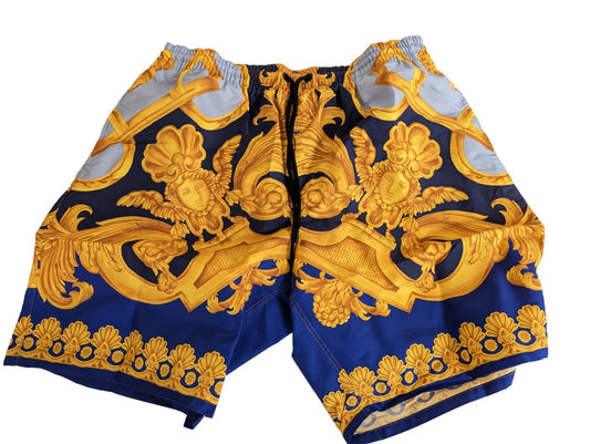 VERSACE Blue Swim Shorts Long Heritage Print Swim Swimwear Size XXL NEW RRP 435
