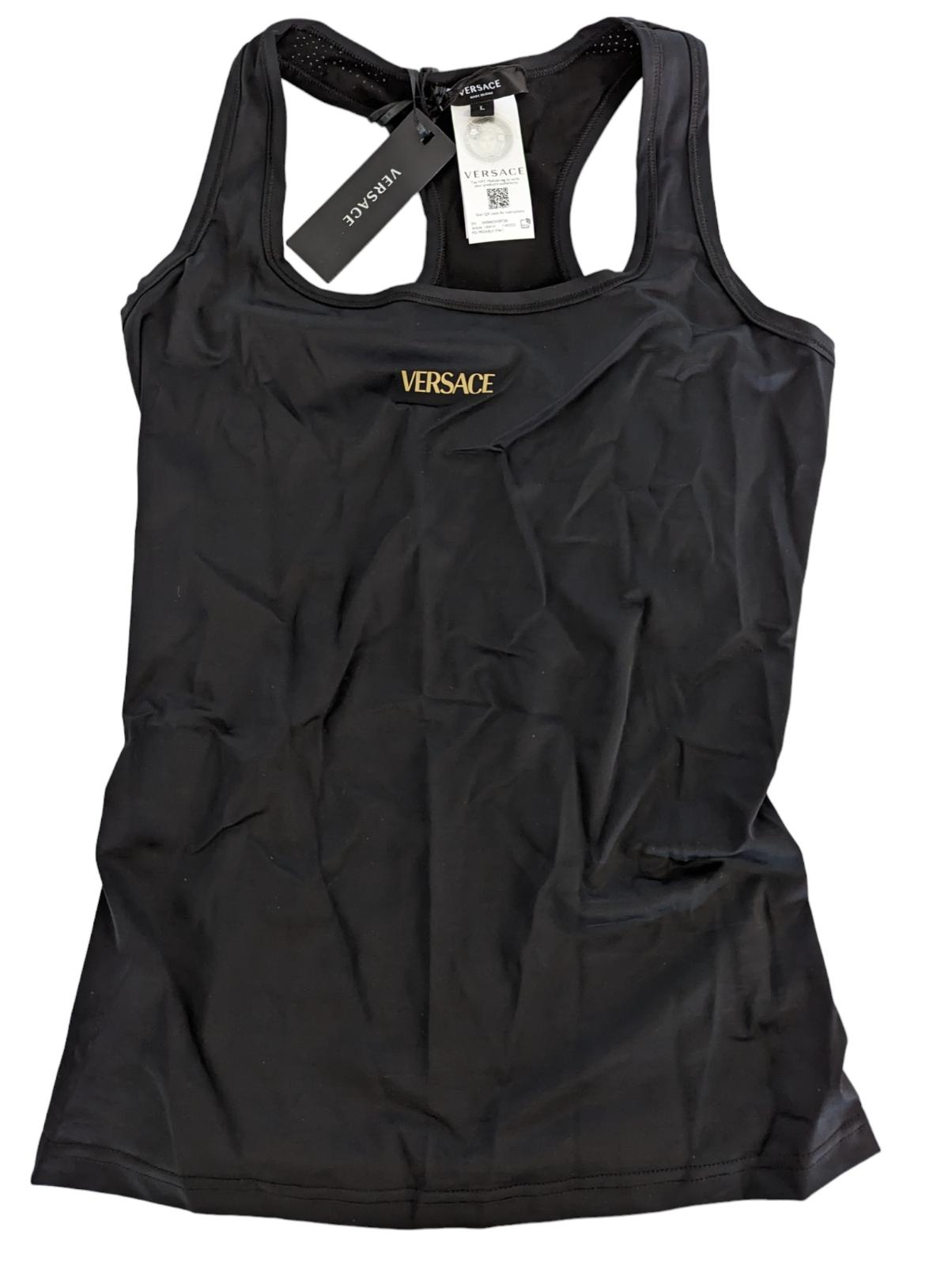 VERSACE Black Performance T-Shirts Greca Laser Trunk Fit Raceback L NEW RRP 250