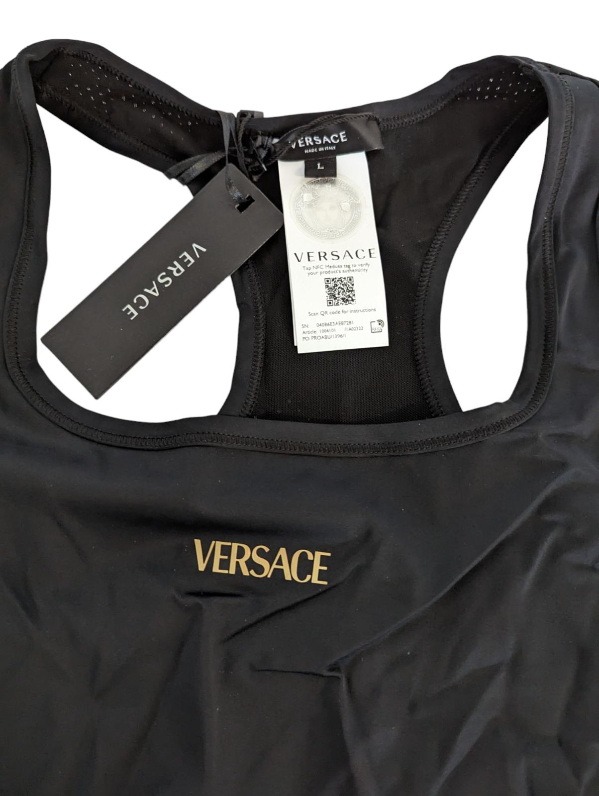 VERSACE Black Performance T-Shirts Greca Laser Trunk Fit Raceback L NEW RRP 250