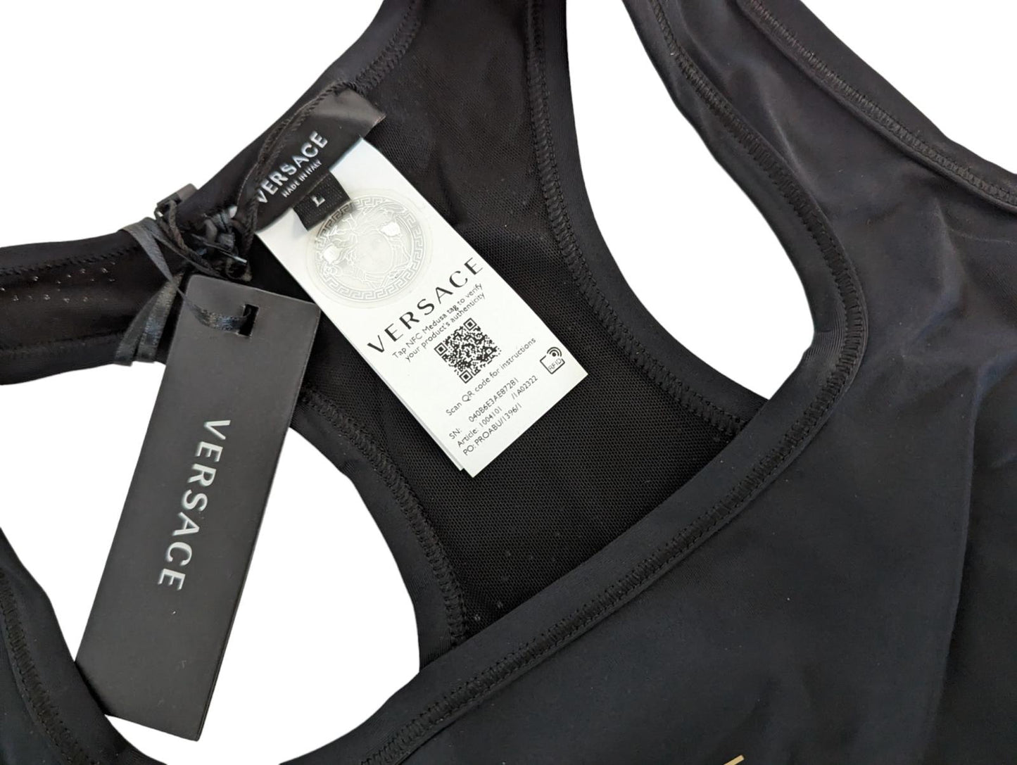 VERSACE Black Performance T-Shirts Greca Laser Trunk Fit Raceback L NEW RRP 250