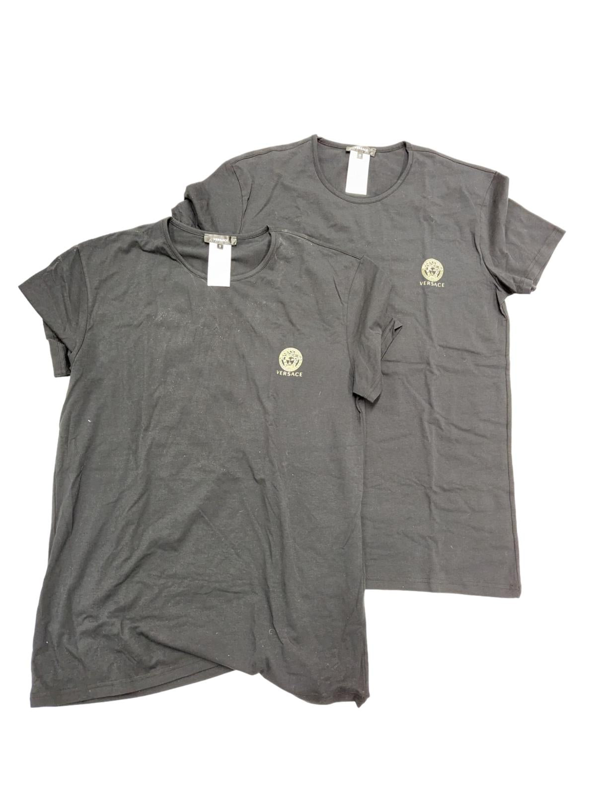 VERSACE Black T-Shirts Bi Pack Jersey Topeka Bi Stretch Cotton XXL NEW RRP 110
