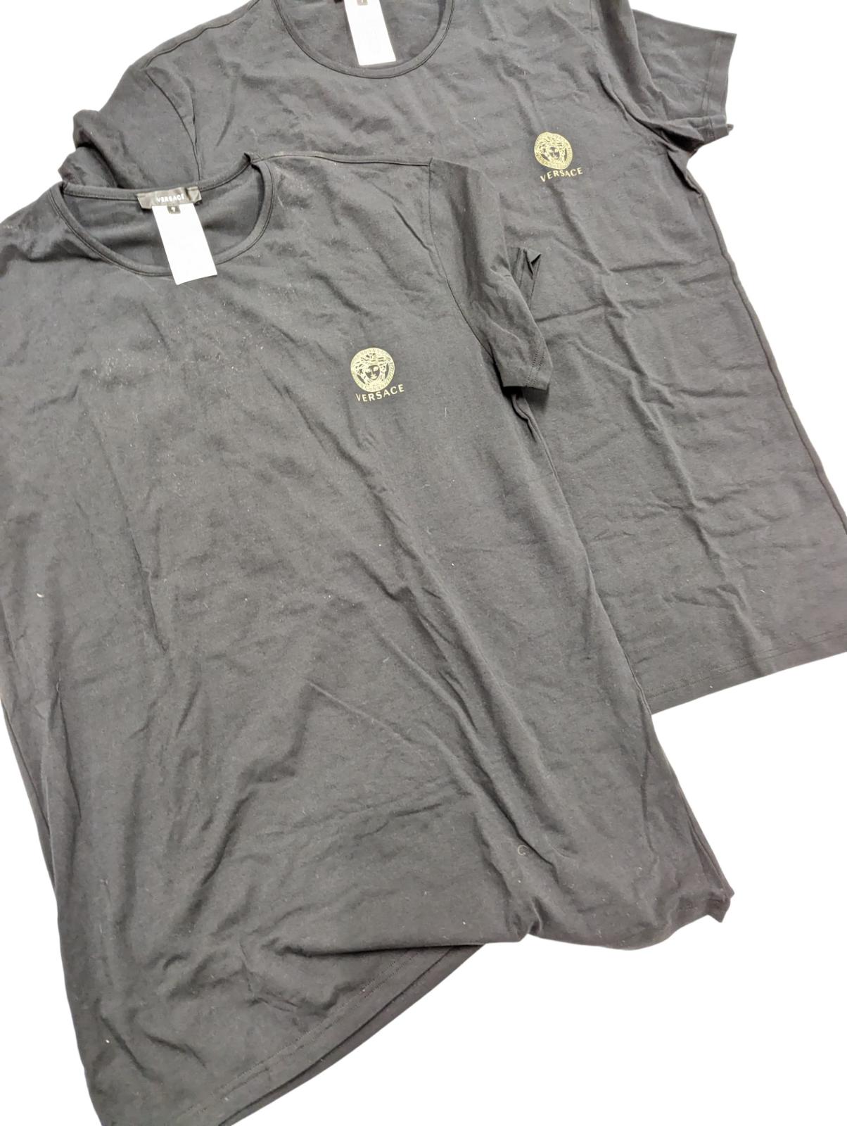 VERSACE Black T-Shirts Bi Pack Jersey Topeka Bi Stretch Cotton XXL NEW RRP 110