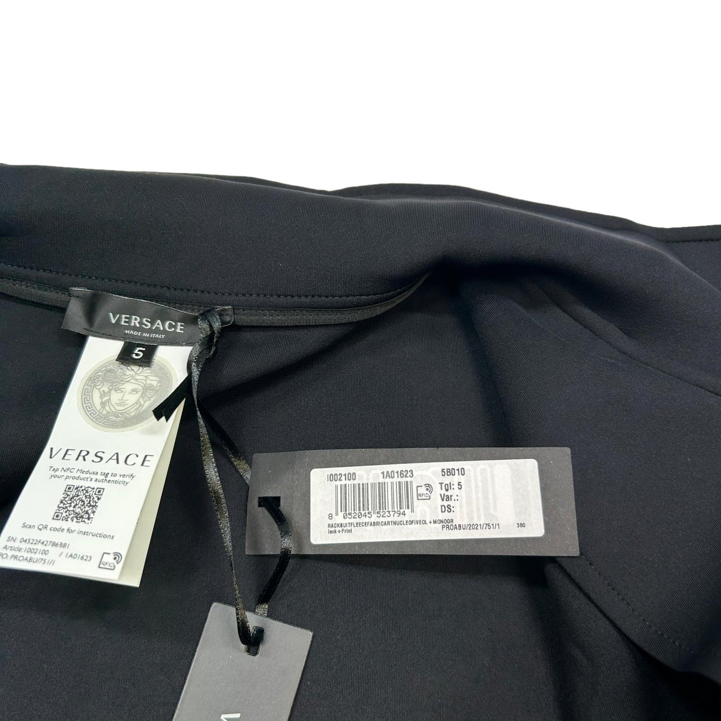 VERSACE Arm Detail Black Track Jacket Size 5 NEW RRP 635
