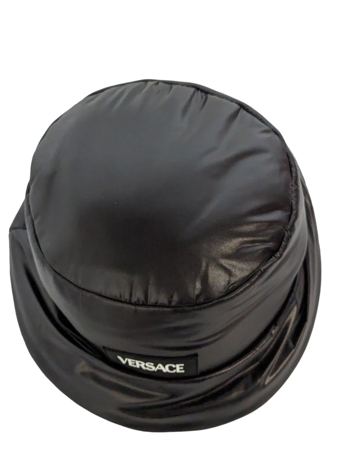 VERSACE Black Bucket Hats Vinyl Logo Bucket Hat Size 57 NEW RRP 460