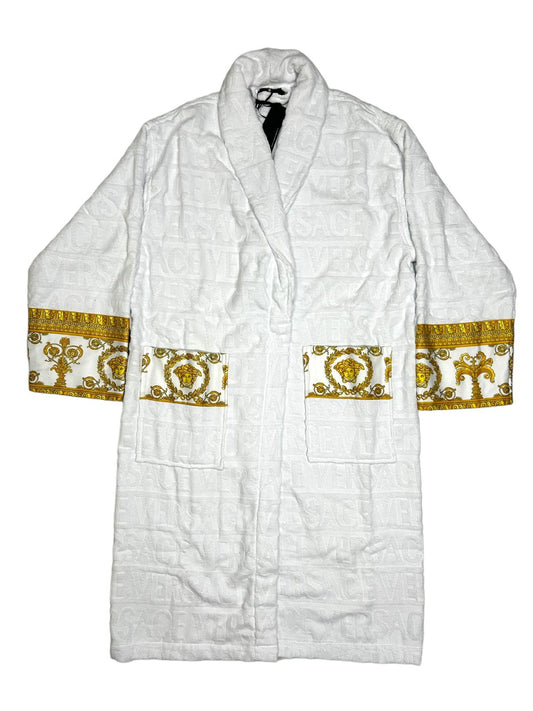 VERSACE Unisex Logo Cotton White Bath Robe Medium NEW RRP 390