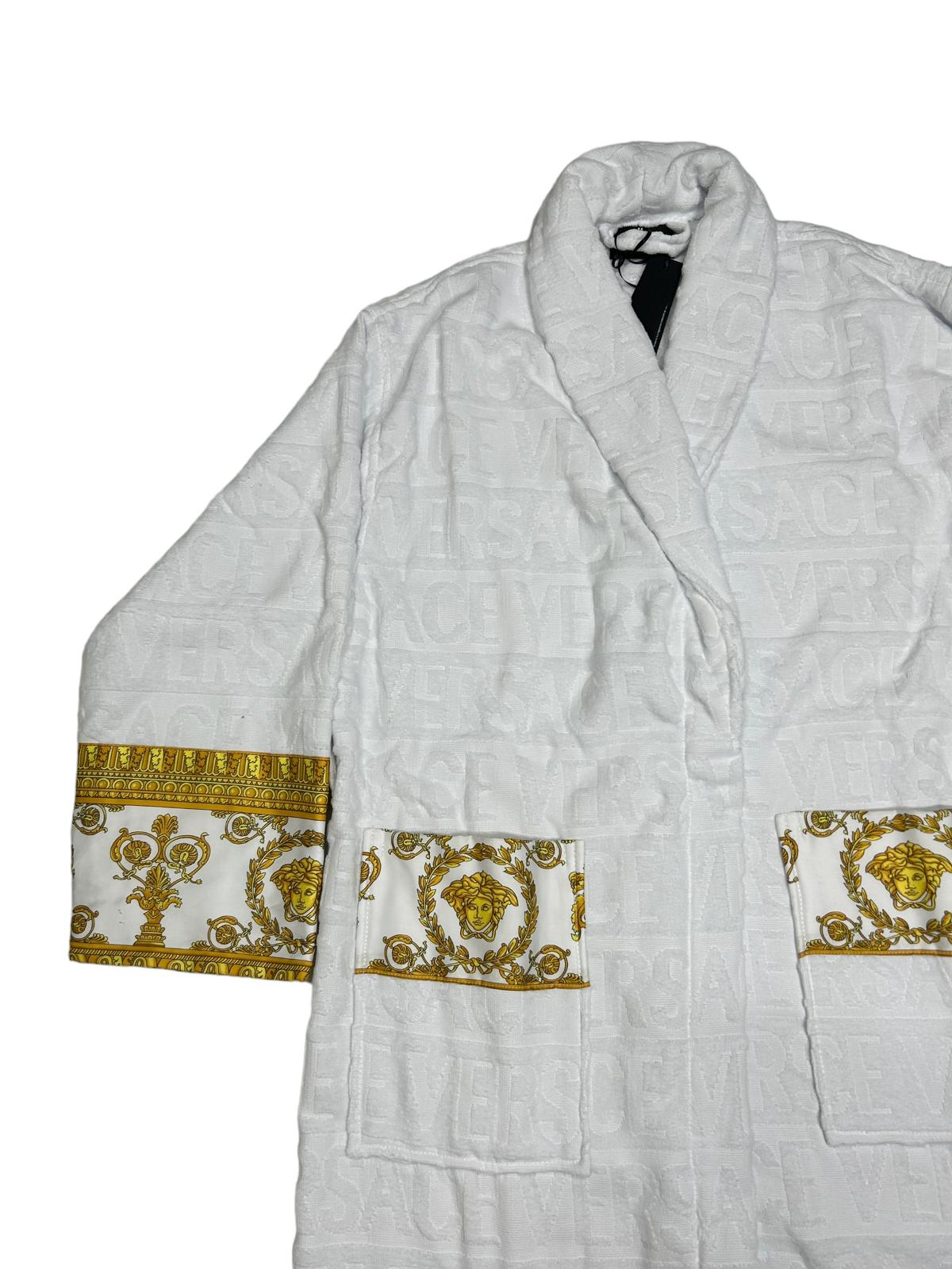 VERSACE Unisex Logo Cotton White Bath Robe Medium NEW RRP 390