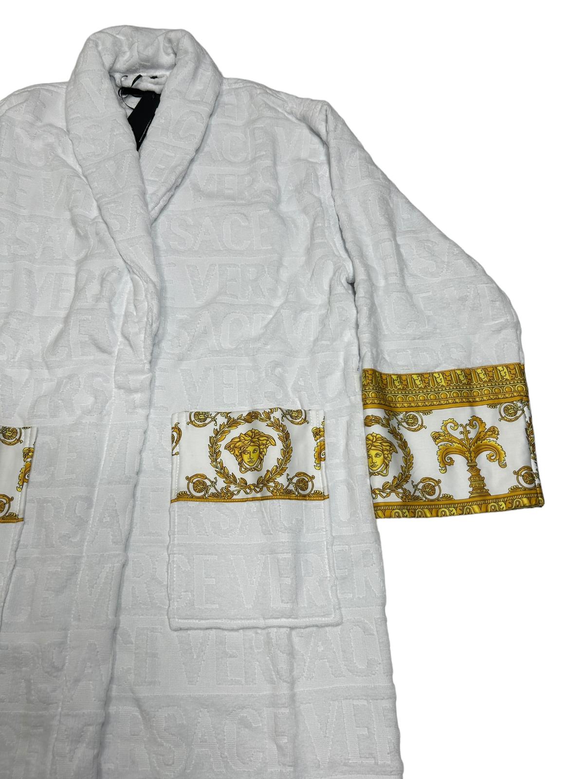 VERSACE Unisex Logo Cotton White Bath Robe Medium NEW RRP 390