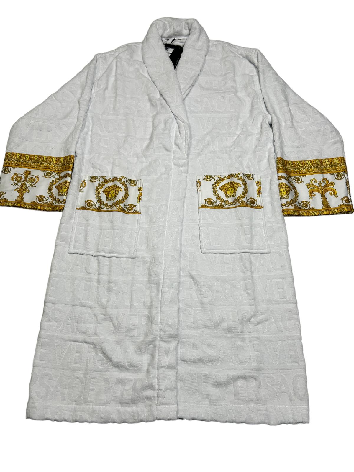VERSACE Unisex Logo Cotton White Bath Robe Medium NEW RRP 390
