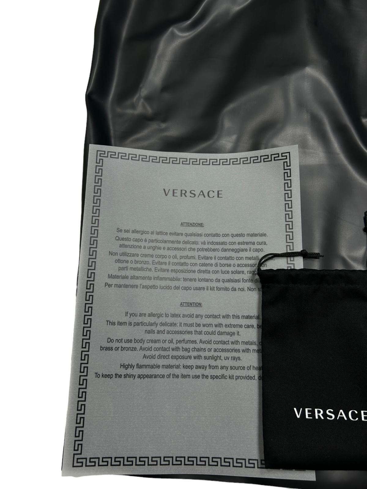 VERSACE Latex Black Knee Length Fitted Skirt Hip Strap Size 40 NEW RRP 1580
