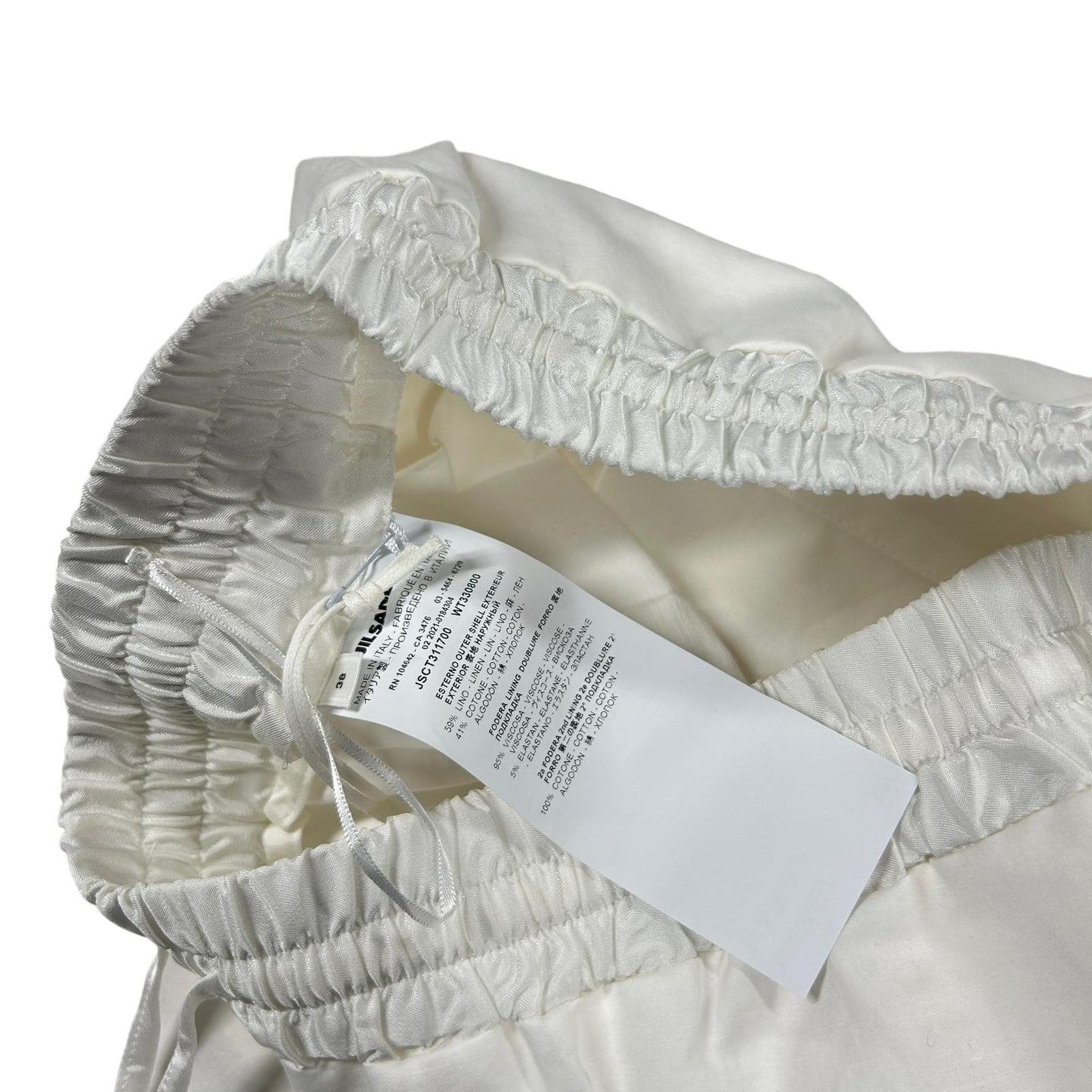 JIL SANDER Elastic Linen Drawstring White Bermuda Shorts Size 38 NEW RRP 450