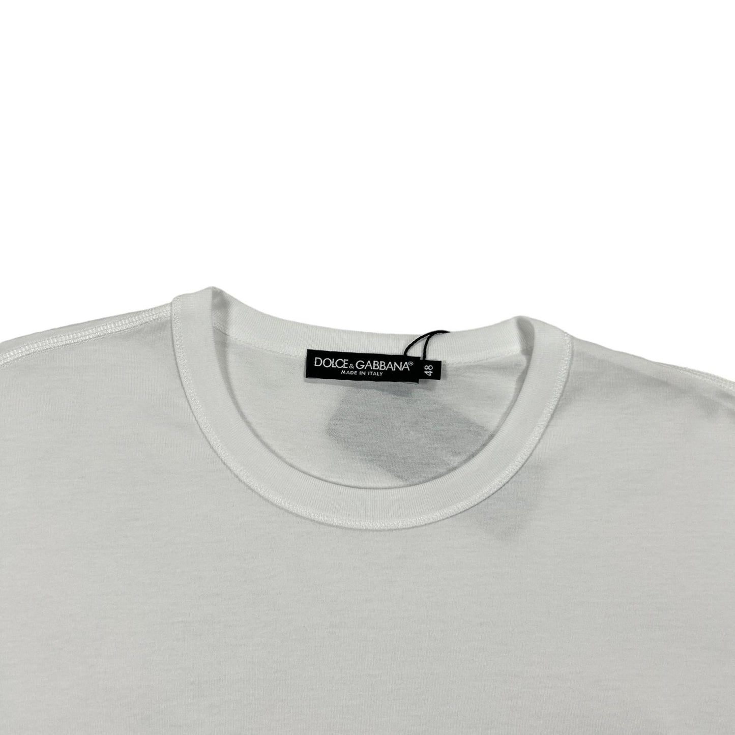 DOLCE & GABBANA Plaque Logo White T-Shirt Size 48 NEW RRP 295