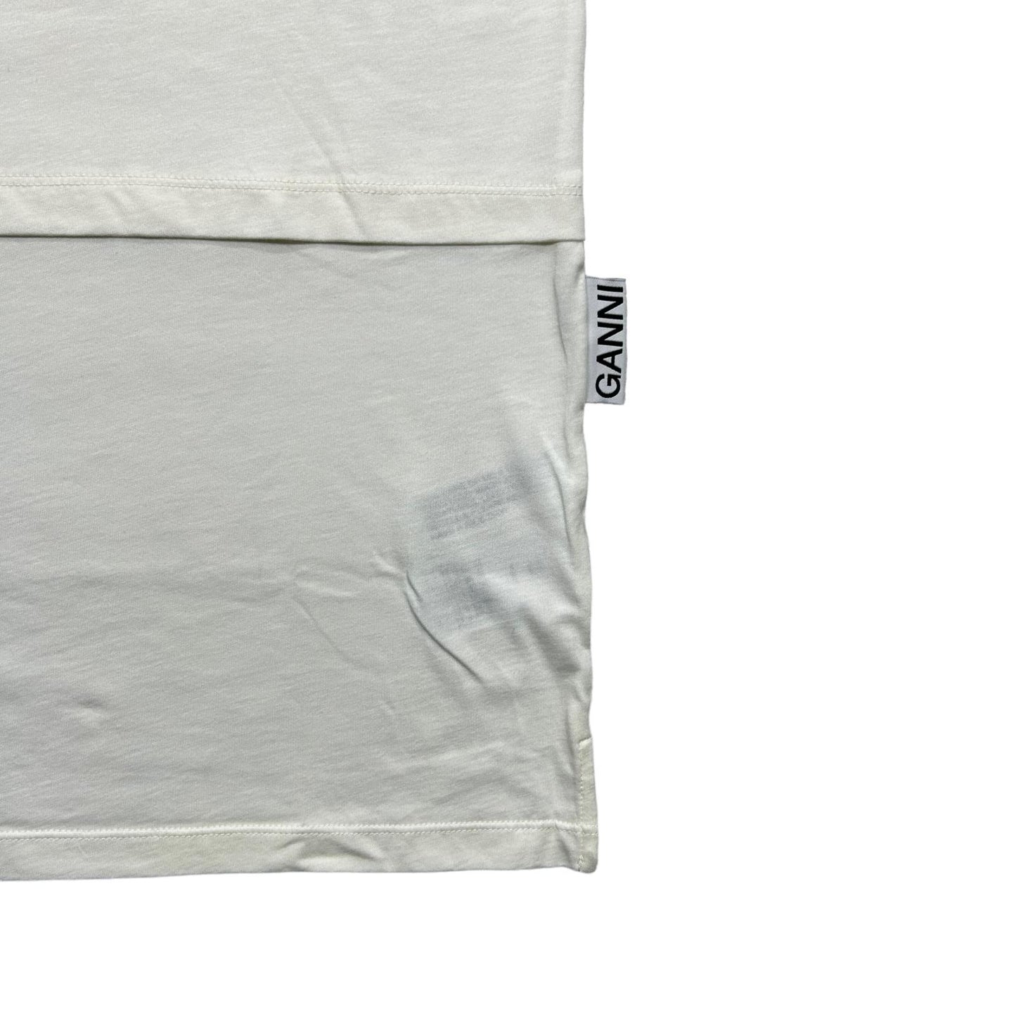 GANNI LS Cotton Logo Jersey White T-Shirt Large NEW RRP 115