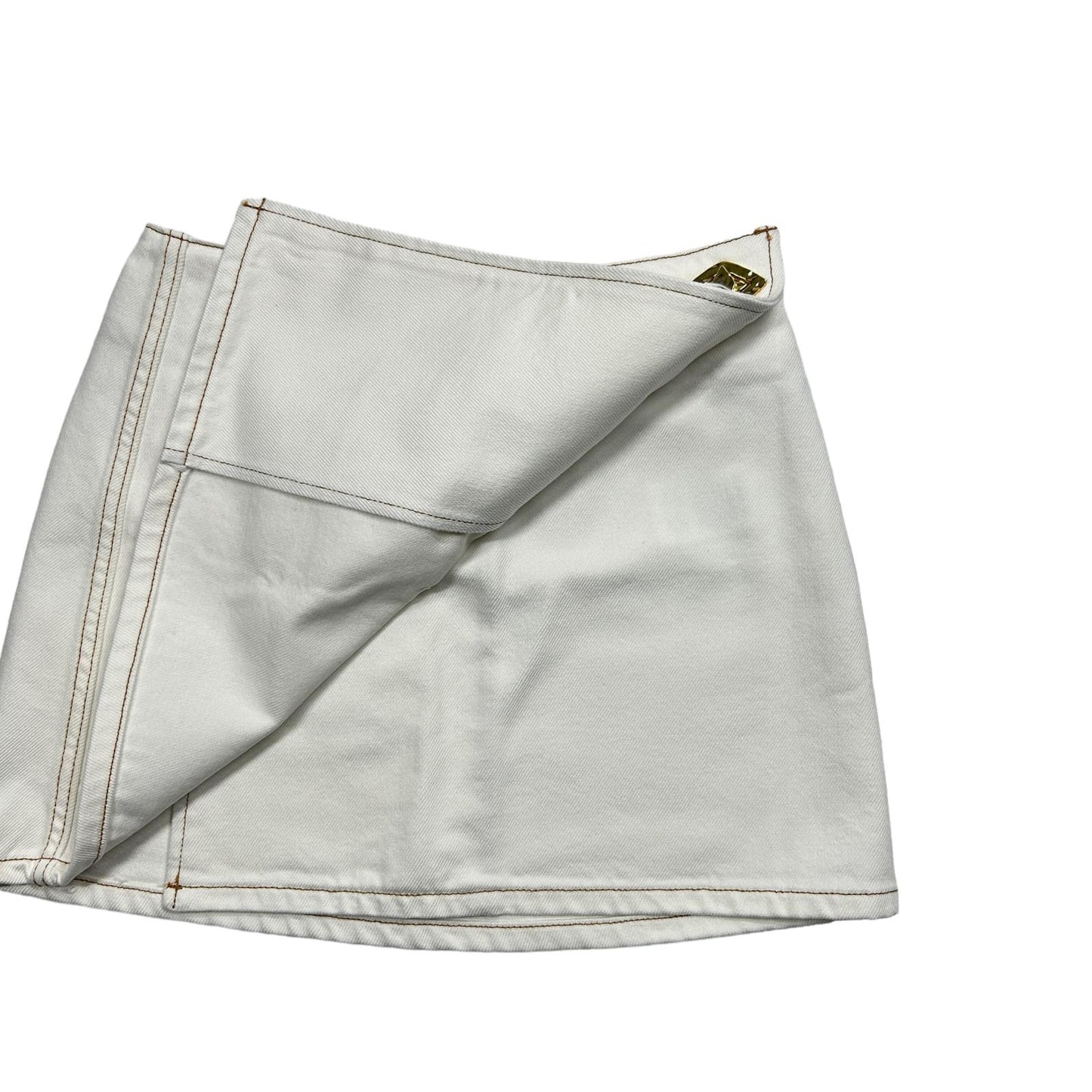 GANNI White Denim Mini Skirt Size 34 NEW RRP 195