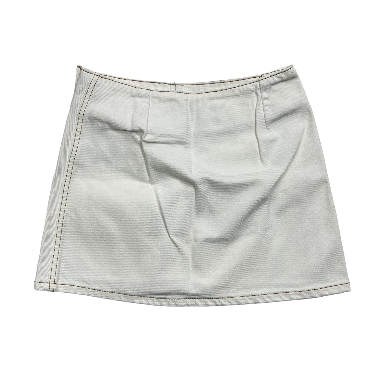 GANNI White Denim Mini Skirt Size 34 NEW RRP 195