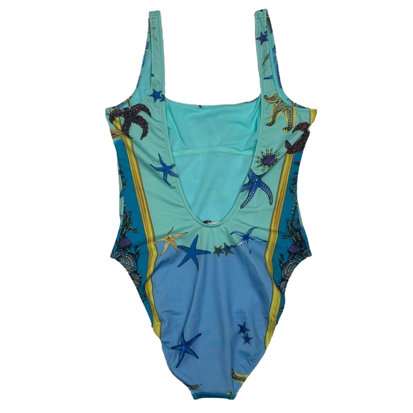 VERSACE Classic Print Scoop Neck Blue Swimsuit Size 3 Large NEW RRP 480