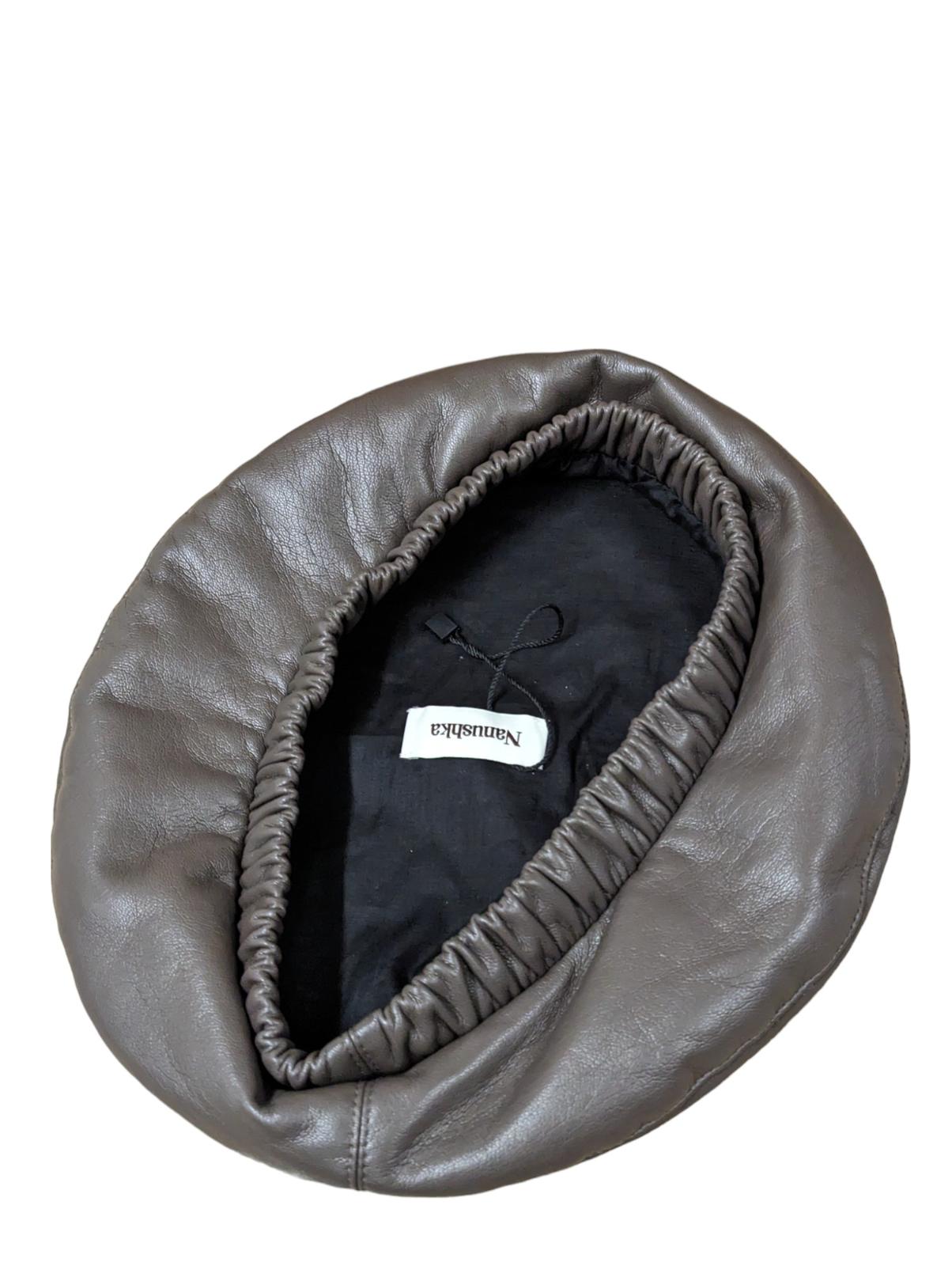 NANUSHKA Brown Berets Tarone Vegan Leather Classic Hat Size OS NEW RRP 175