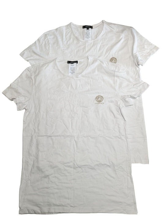 VERSACE White T-Shirts Bi-Pack Jersey Topeka Bi-stretch Cotton XL NEW RRP 110