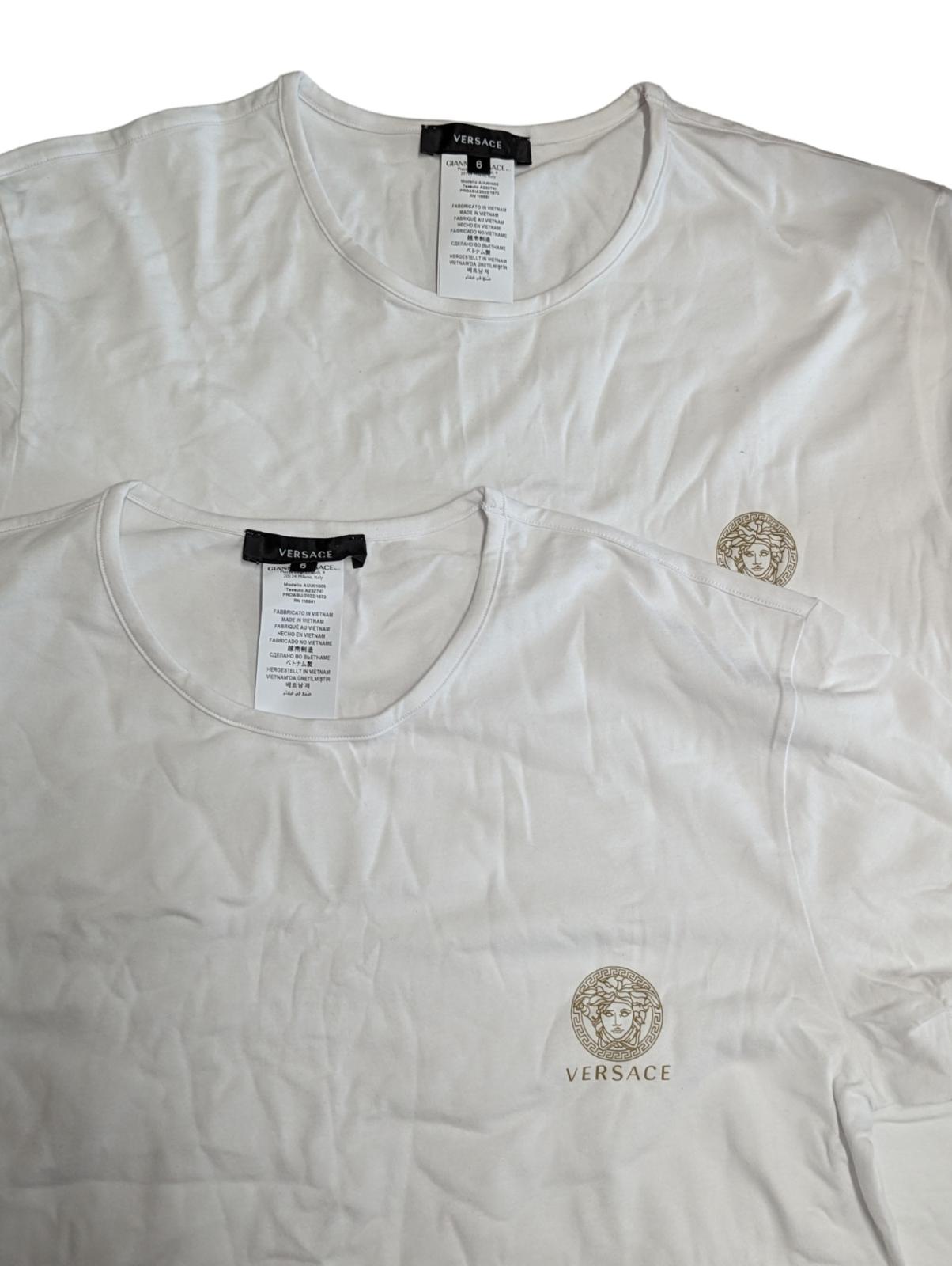 VERSACE White T-Shirts Bi-Pack Jersey Topeka Bi-stretch Cotton XL NEW RRP 110