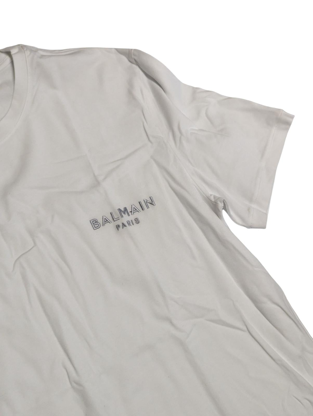 BALMAIN White T-Shirts Shiny Logo Short Sleeve Tee Top Size XXL NEW RRP 150