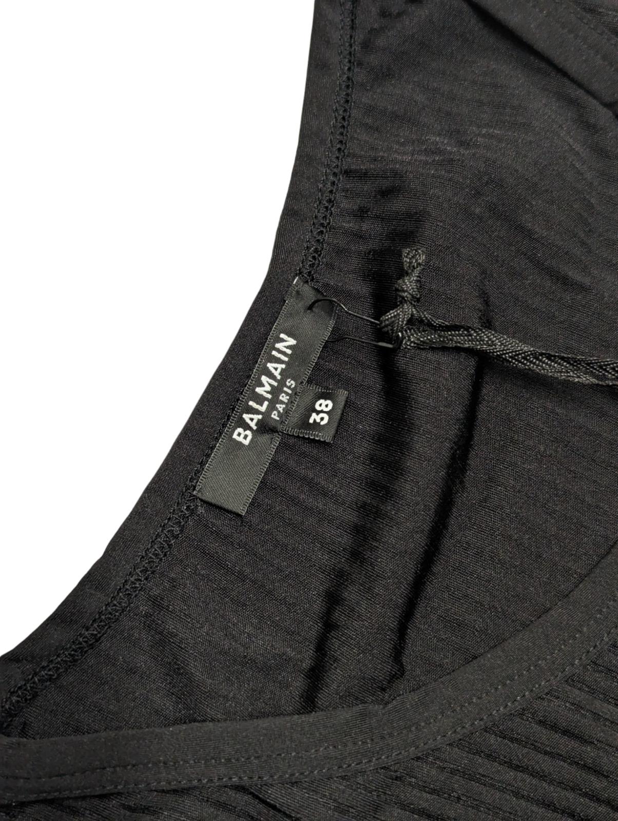 BALMAIN Black Performance Ribbed Waistband Vest Top Size UK14 NEW RRP 200