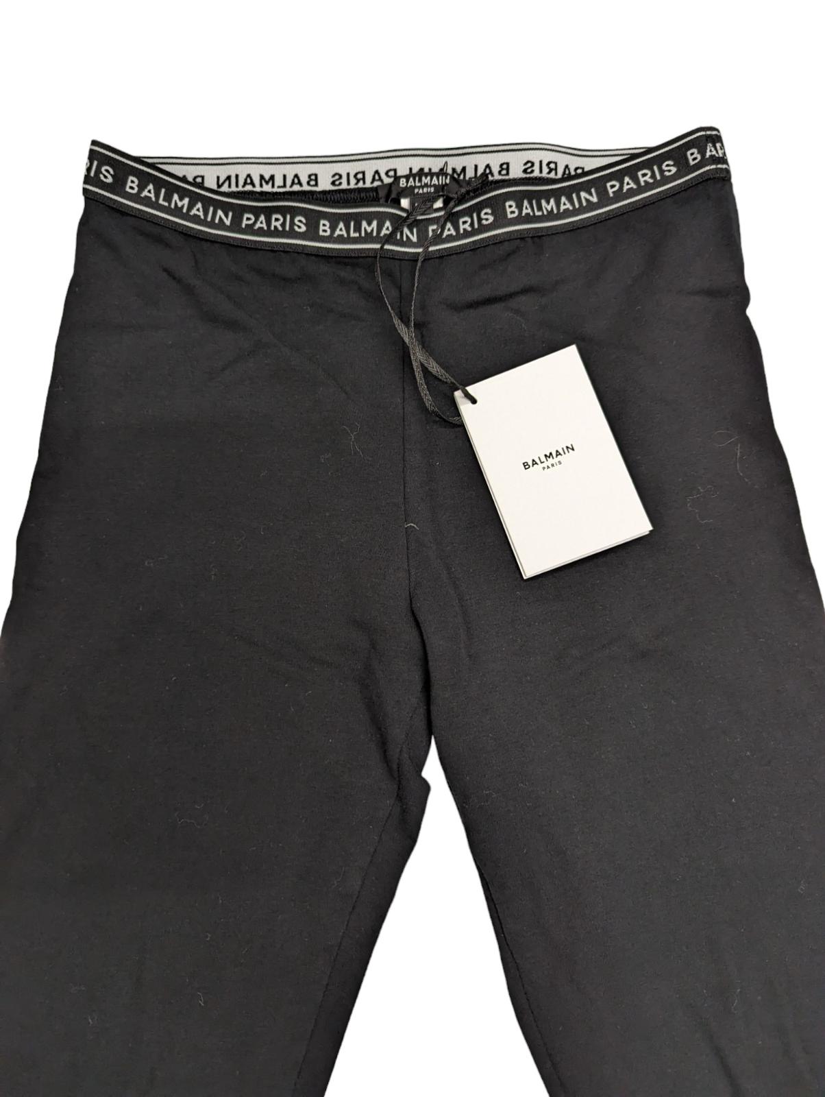 BALMAIN Black Performance Leggings Contrast Waistband Size UK 8 NEW RRP 220