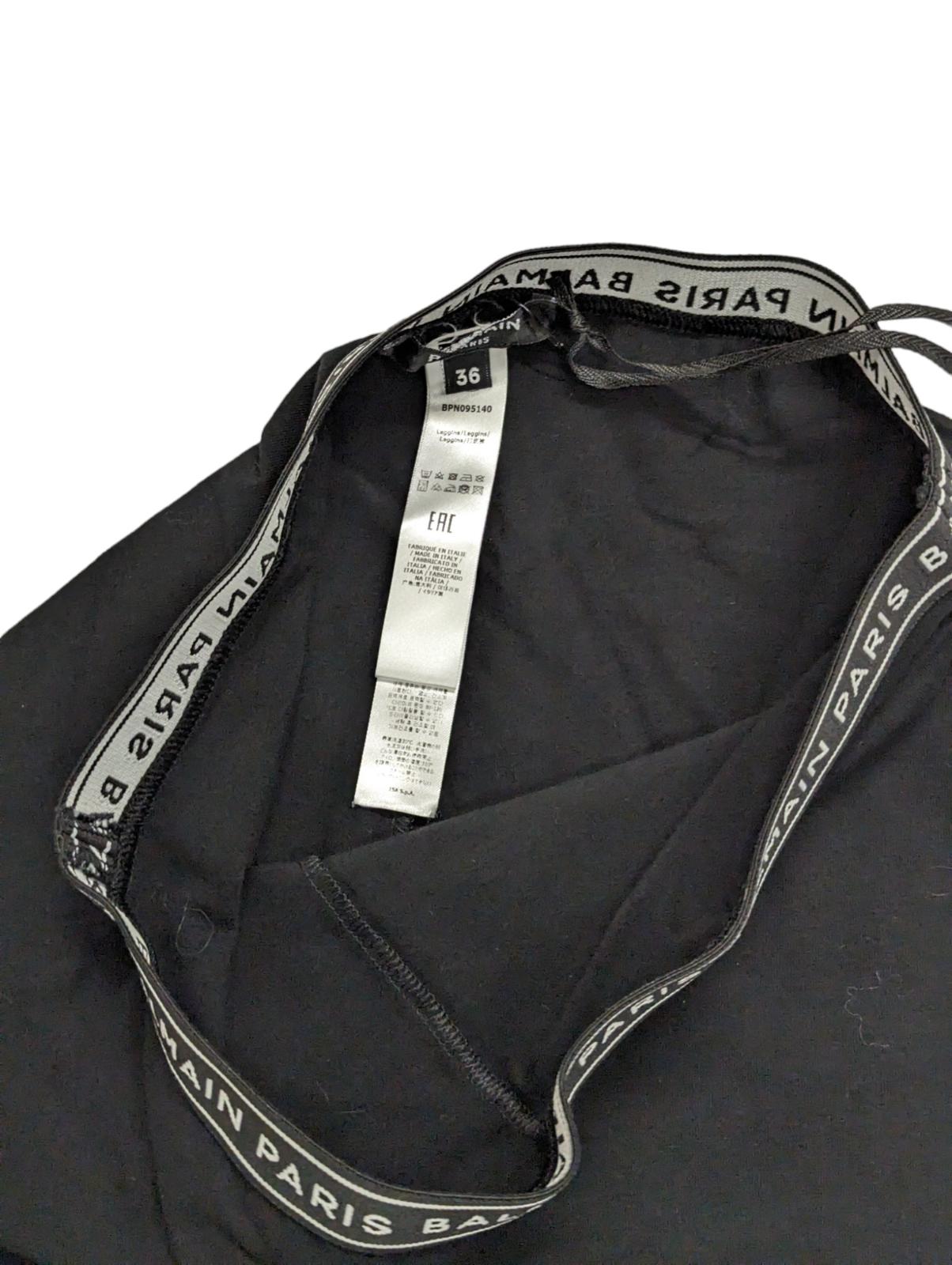 BALMAIN Black Performance Leggings Contrast Waistband Size UK 8 NEW RRP 220