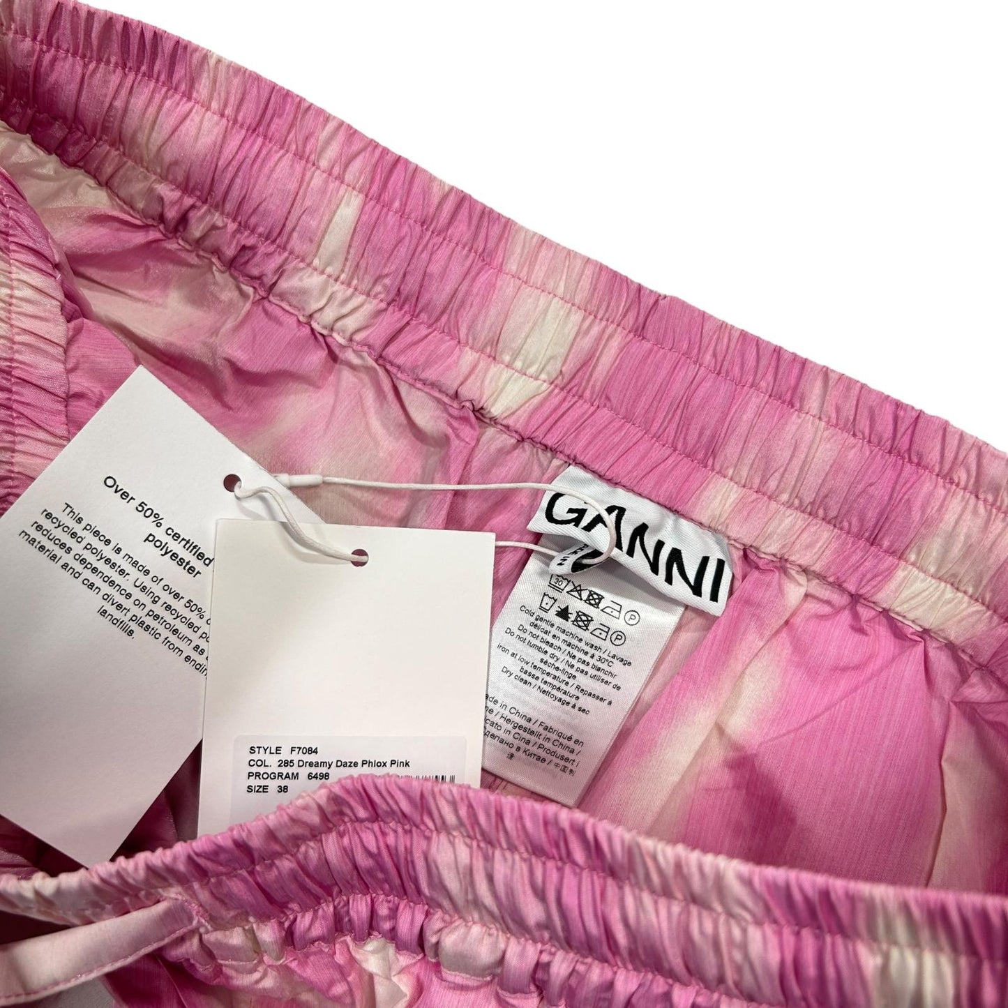 GANNI Dreamy Daze Shell Shorts Phiox Pink Tie Dye Shorts EU38 UK10 NEW RRP 165