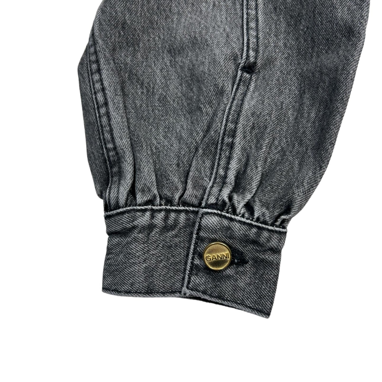 GANNI Cropped Denim Jacket 256 Sharkskin Grey Faded Wash EU38 UK10 NEW RRP 395