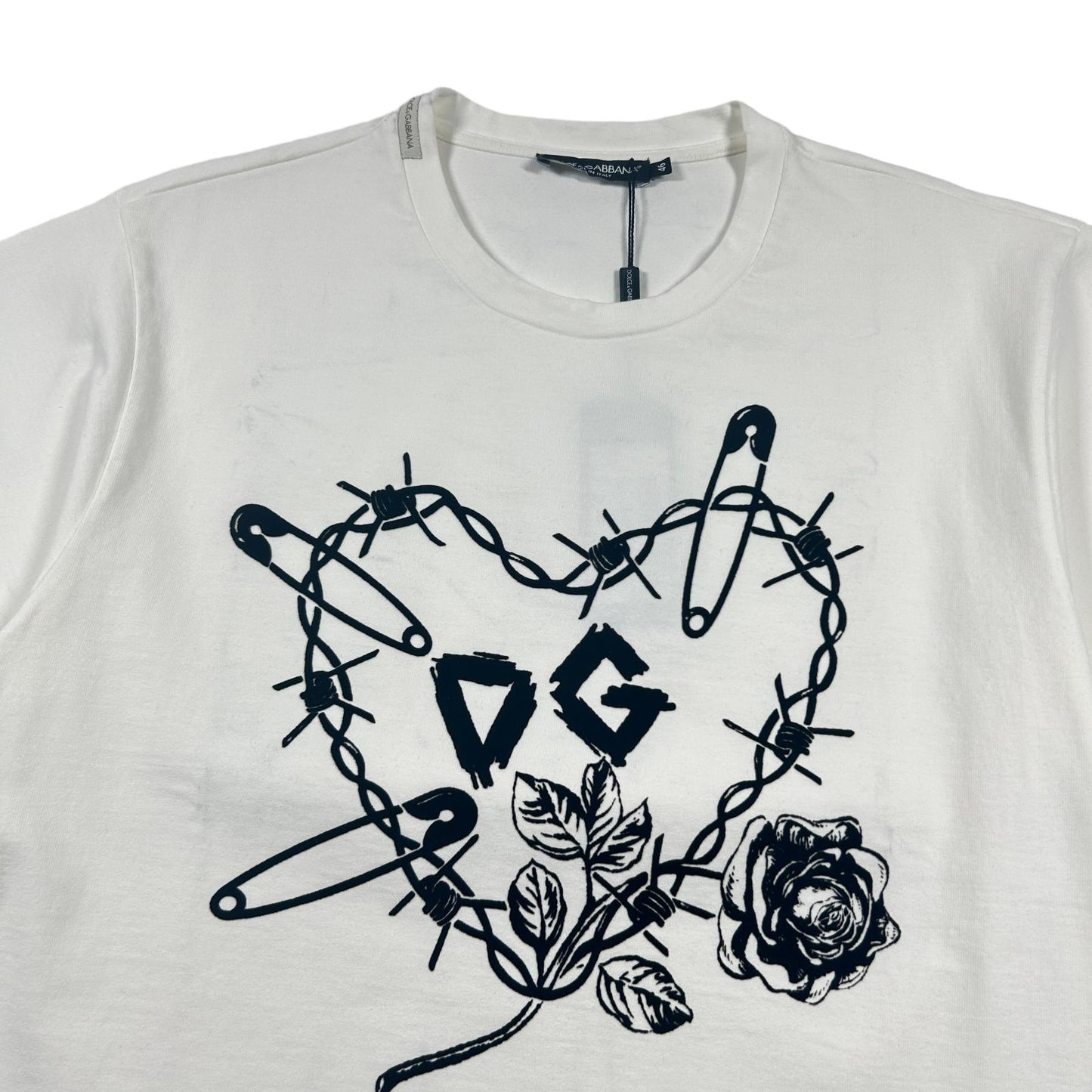 DOLCE & GABBANA White Heavy Cotton GD Heart Logo T-Shirt Size 46 NEW RRP 550