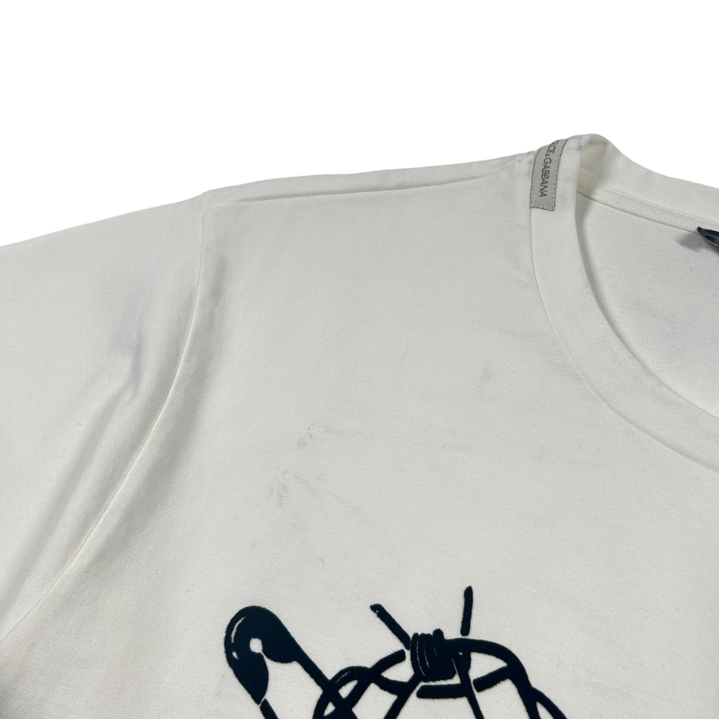 DOLCE & GABBANA White Heavy Cotton GD Heart Logo T-Shirt Size 46 NEW RRP 550