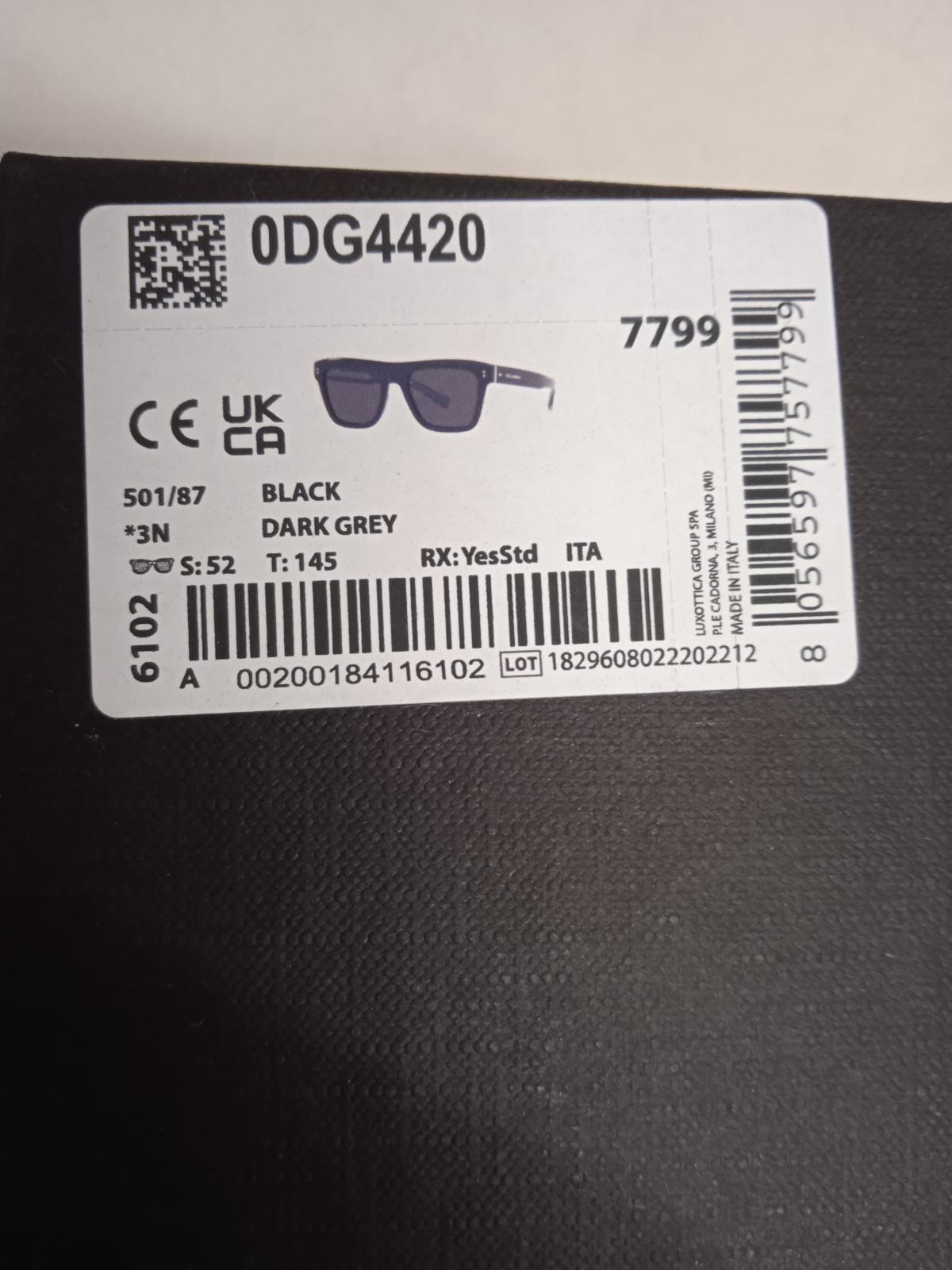 DOLCE & GABBANA Men's DG4420 Black Acetate Sunglasses 52-20-145 NEW RRP265