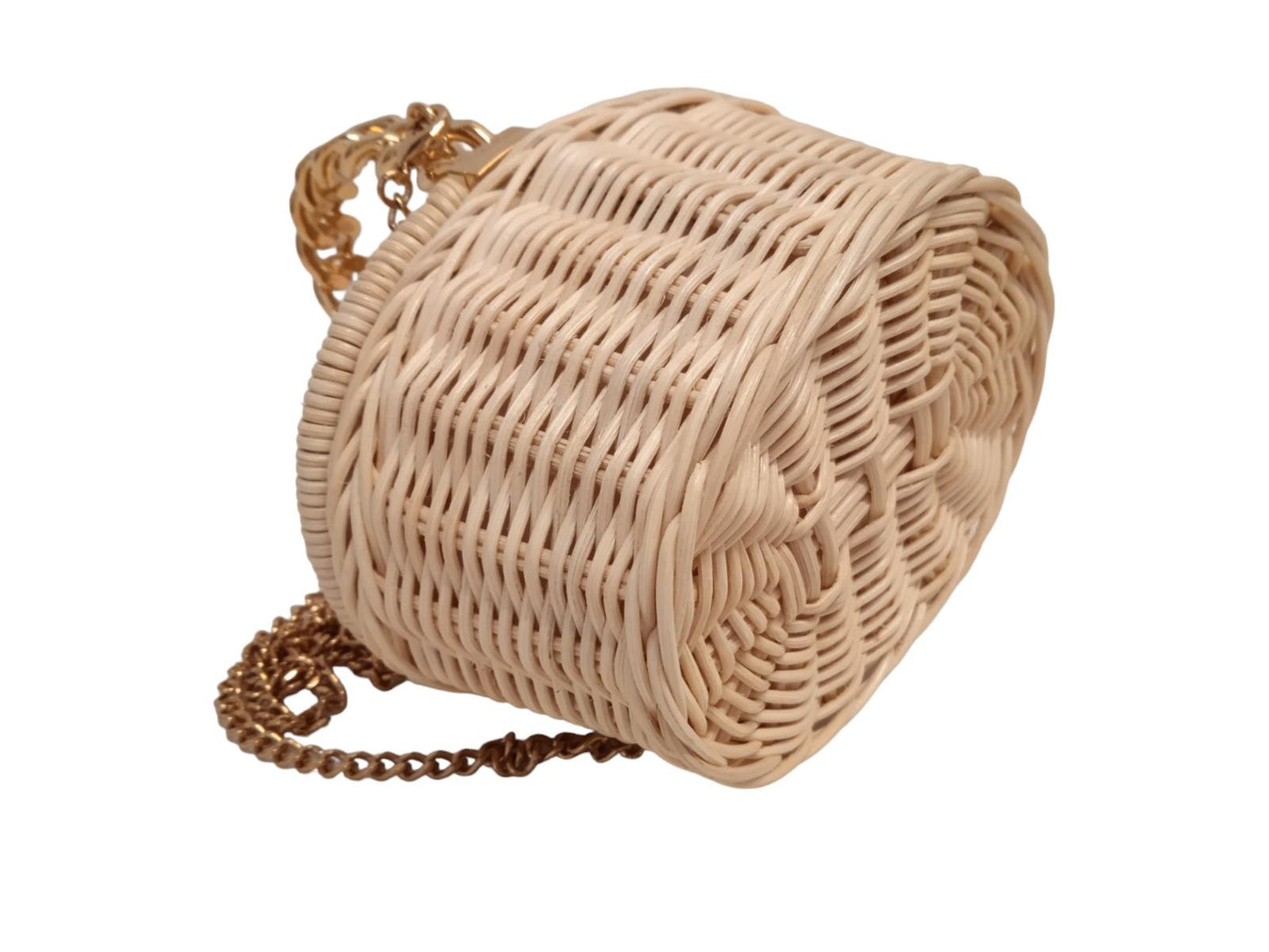 VERSACE Ladies Micro Basket Wood Chain Mini Hand Bag Wood/Gold NEW RRP940